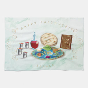 Paño De Cocina Decorativo de la Pascua Vintage Seder Kosher Pesac