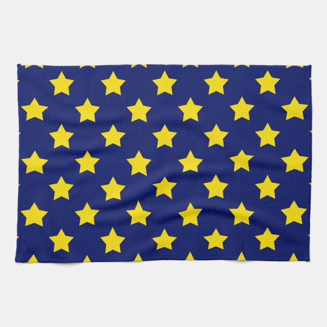 Paño De Cocina Decorativo del patrón de estrellas amarillas azule (Horizontal)