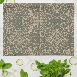 Paño De Cocina Decorativo Elegante Ornamento Patrón Verde Oscuro