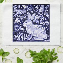 Paño De Cocina Dedham Blue Rabbit, diseño clásico azul y blanco