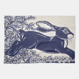 Paño De Cocina Dedham Blue Rabbit, Vintage Blue & White Design