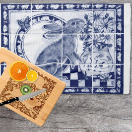 Paño De Cocina Dedham Blue White Cute Conejo Rústico Conejo Conej