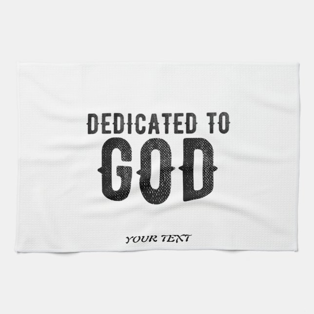 PAÑO DE COCINA DEDICADO A DIOS PERSONALIZABLE GUAY TEXTO NEGRO (Horizontal)