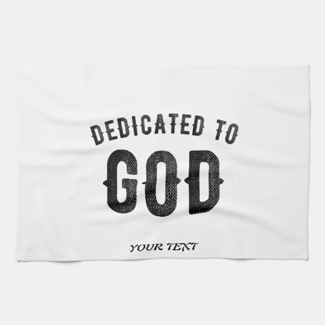 PAÑO DE COCINA DEDICADO A DIOS PERSONALIZABLE GUAY TEXTO NEGRO (Horizontal)