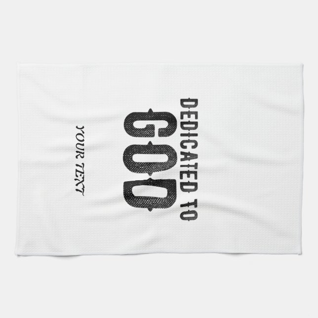 PAÑO DE COCINA DEDICADO A DIOS PERSONALIZABLE GUAY TEXTO NEGRO (Horizontal)