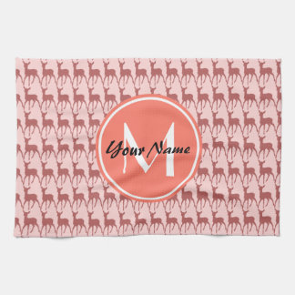 Paño De Cocina Deer de salmón rosa monogramado, nombre personaliz