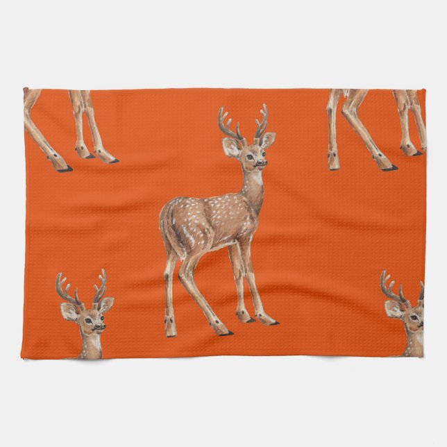 Paño De Cocina Deer en rojo (Horizontal)