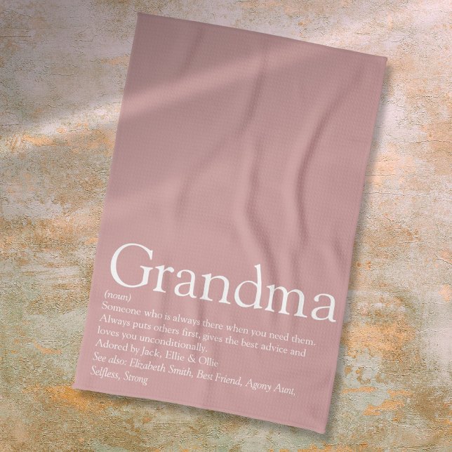 Paño De Cocina Definición de Abuela Rosa Rosa Duste (Dusty Rose Pink Grandma Granny Definition Kitchen Towel)