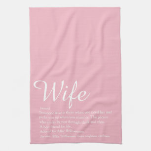 Paño De Cocina Definición de Esposa Escritura Elegante Rosa Diver