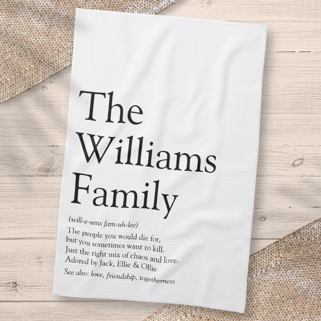 Paño De Cocina Definición personalizada de su familia (Personalized Your Family Definition Kitchen Towel)