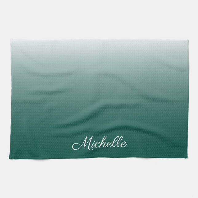 Paño De Cocina Degradado oscuro personalizado verde (Horizontal)