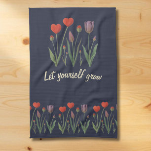 Paño De Cocina Deja que tu corazón floral de tulipanes crezca art
