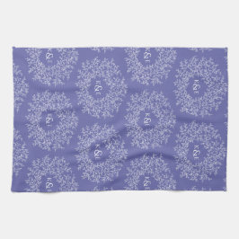 Paño De Cocina Deja un boda azul monograma dibujado a mano