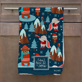 Paño De Cocina Dejar que nieva el patrón animal lindo con el nomb