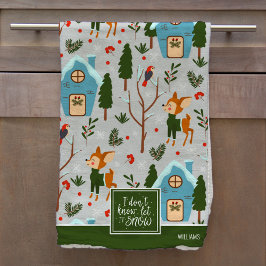 Paño De Cocina Dejemos que nieva el patrón de reno lindo con nomb