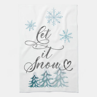 Paño De Cocina Dejemos que nieve Navidades elegantes arte acuarel