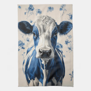 Paño De Cocina Delft Blue Cow - Un Tributo Artístico Sin Tiempo