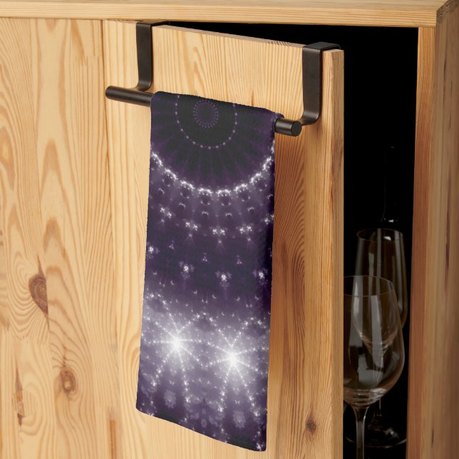 Paño De Cocina Delicado patrón de encaje blanco y negro (Pliegue de tercios)