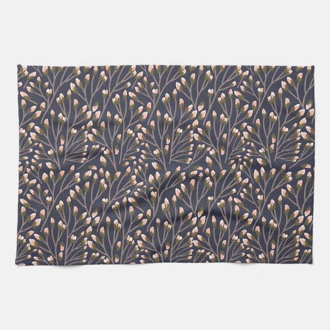 Paño De Cocina Delicate Pink Buds on Brown Branches (Horizontal)