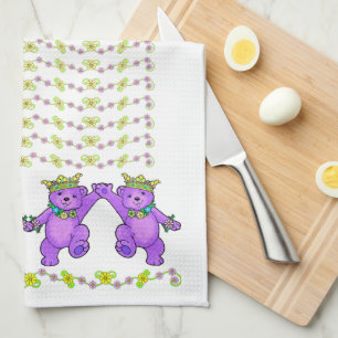 Paño De Cocina Deliciosa Línea de Baile Morado Royal Teddy Bear