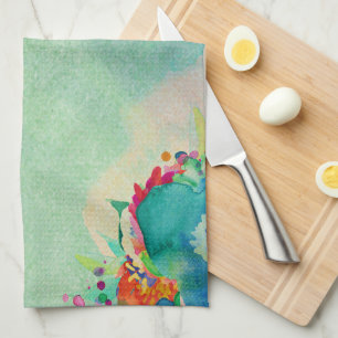 Paño De Cocina Delicioso patrón de acuarela floral abstracta