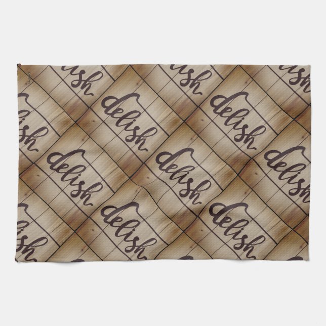Paño De Cocina DELISH Graphics Art Collage Brown Tan (Horizontal)