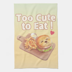 Paño De Cocina Demasiado lindo para comer: Arte de hamburguesa Bi