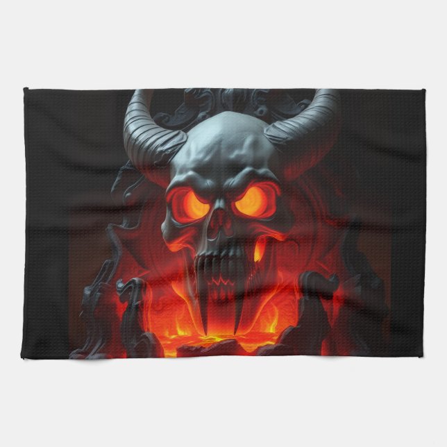 Paño De Cocina Demon Skull Throne Halloween Kitchen Towel (Horizontal)
