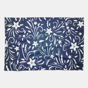 Paño De Cocina Denim Blooms: Fondo del patrón floral