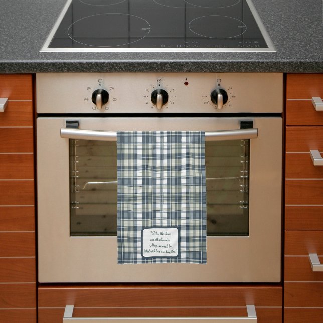Paño De Cocina Denim Blue Sage Green White Plaid Personalizable (Subido por el creador)