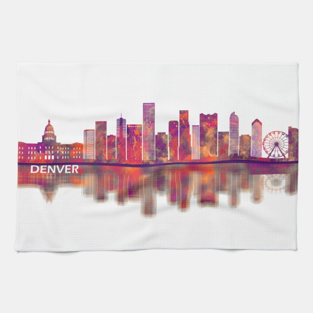 Paño De Cocina Denver Colorado Skyline (Horizontal)