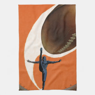 Paño De Cocina Deportes vintage, jugador de fútbol patea la pelot