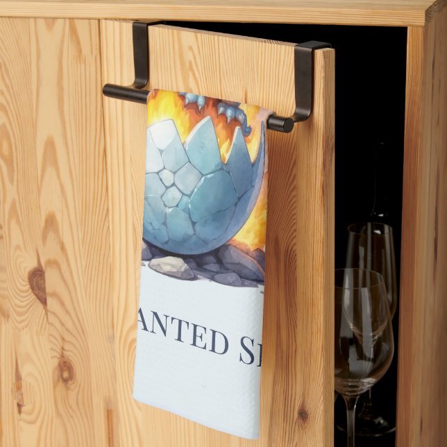 Paño De Cocina Derrames Encantados Dragón Azul (Pliegue de tercios)