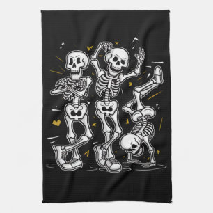 Paño De Cocina Desafío de Baile de Esqueletos Bailarines Hallowee