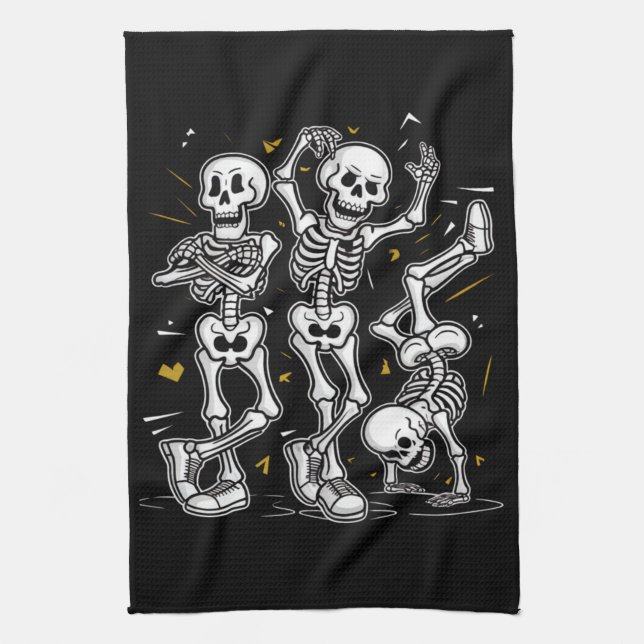 Paño De Cocina Desafío de Baile de Esqueletos Bailarines Hallowee (Vertical)