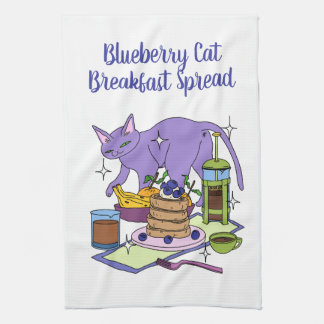 Paño De Cocina Desayuno de gatos de arándano azul Ilustracion ext