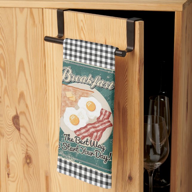 Paño De Cocina Desayuno retro (Pliegue de tercios)
