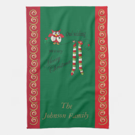 Paño De Cocina Deseo del búho usted Felices Navidad