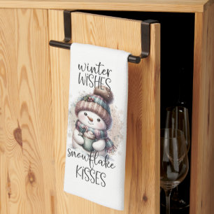 Paño De Cocina Deseos de Invierno Besos de Copo de Nieve