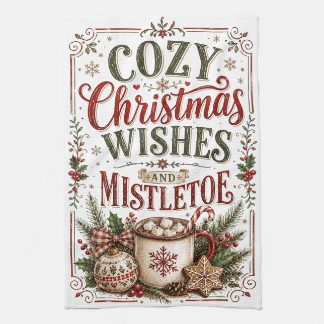 Paño De Cocina Deseos de Navidad Acogedores (Vertical)