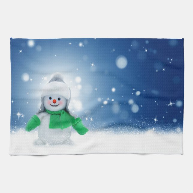 Paño De Cocina Deseos de Snowman (Horizontal)