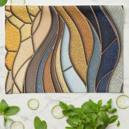 Paño De Cocina Desert Hills Sand Gold Mosaic Fine Art