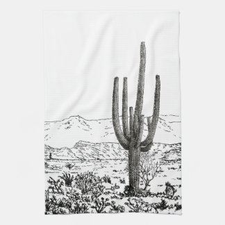 Paño De Cocina Desierto gráfico Vintage Cactus Saguaro