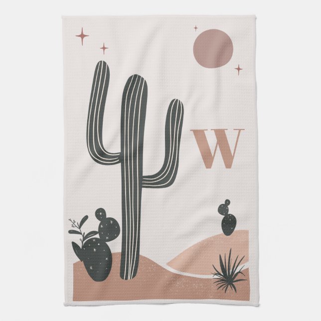 Paño De Cocina Desierto Saguaro Cactus Moderno (Vertical)