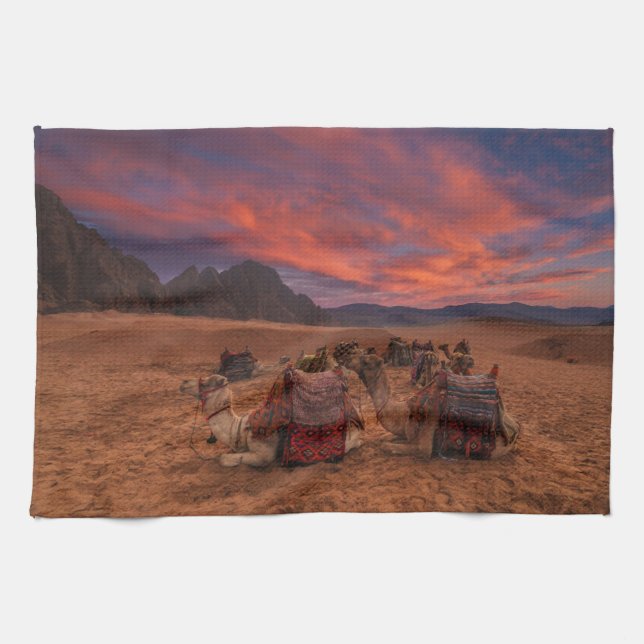 Paño De Cocina Desiertos | Camels Sinai Mountains Egipto (Horizontal)