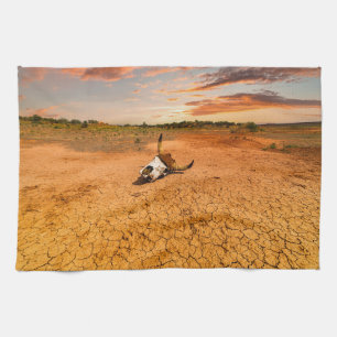 Paño De Cocina Desiertos Desierto con cráneo de vaca