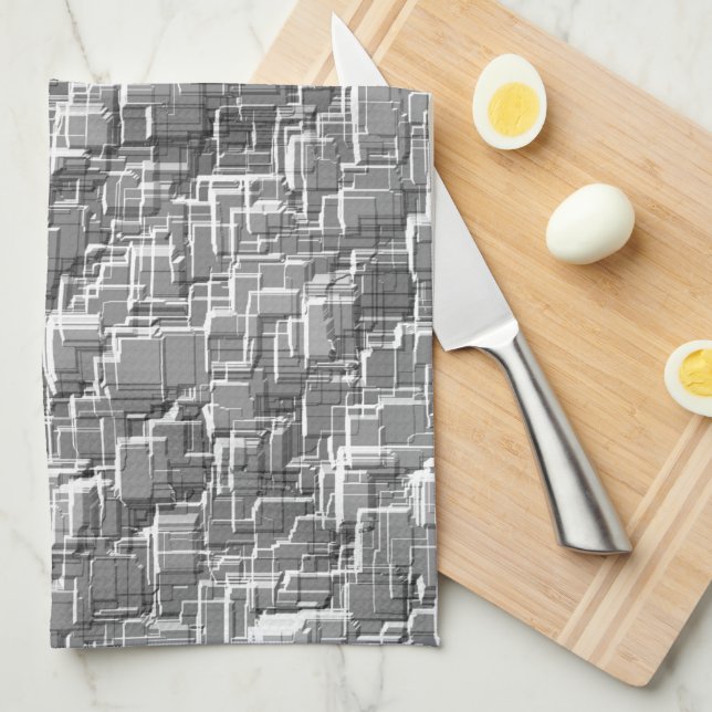Paño De Cocina Desorden superpuesto extremo de cuadrados grabado  (Doblado Cuarto)