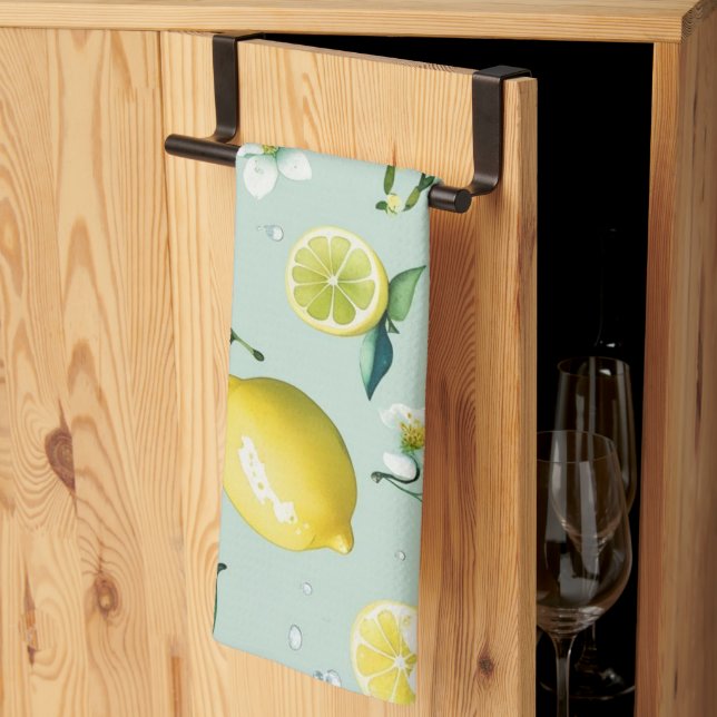Paño De Cocina Despedida de soltera moderna con limón amarillo fl (Pliegue de tercios)