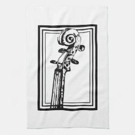 Paño De Cocina Desplazamiento de violín blanco y negro con líneas