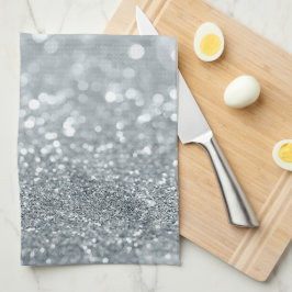 Paño De Cocina Destello Glamour de Moda con Brillo Plateado Blanc